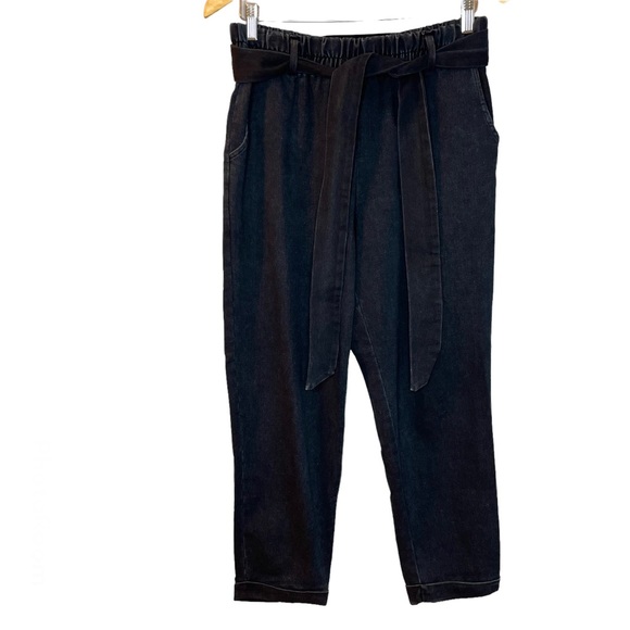Carly Jean Los Angeles Pants - Carly Jean Los Angeles Jeans Cropped Elastic Pull-On Tie Waist